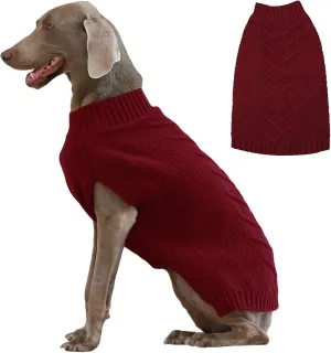 IECOii Dog Sweaters for Large Dogs,XXL Dog Sweater Warm Pullover Vest for Winter,Knitted Dog Sweater Large Size Dog Sweatshirt for Extra Large Dogs boy Girl,Golden Retriever,Pitbull,DarkRed-2XL
