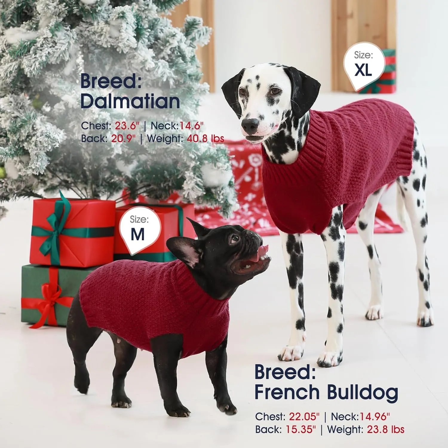 IECOii Dog Sweaters for Large Dogs,XXL Dog Sweater Warm Pullover Vest for Winter,Knitted Dog Sweater Large Size Dog Sweatshirt for Extra Large Dogs boy Girl,Golden Retriever,Pitbull,DarkRed-2XL