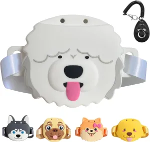 Jongdari Silicone Dog Treat Pouch with Training Clicker, Puppy Walking Treat Snack Pouch Bait Bags Holder Carrier for Pet Training with Waist Belt, 4 Magnetic Closure (German Shepherd)