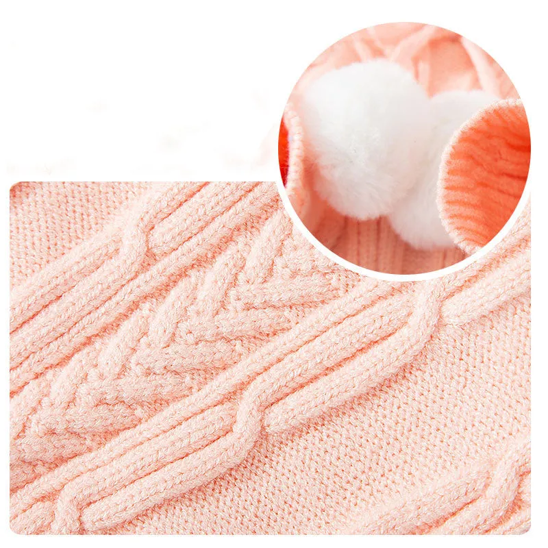Knitted Fur Ball Hooded Pet Sweater
