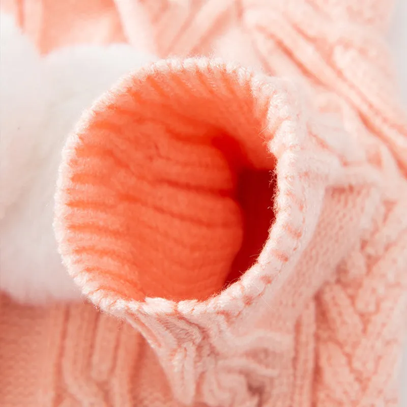 Knitted Fur Ball Hooded Pet Sweater