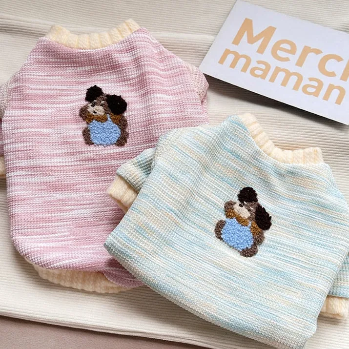 Knitted Puppy Printed Dog Fleece Sweatshirt