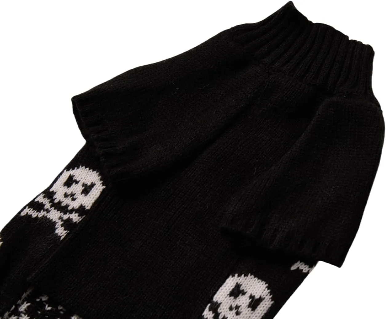 Lanyarco Black Pet Cat Halloween Holiday Clothes Skull Dog Sweater for Small Dogs Cats, Small (S) 12" Back