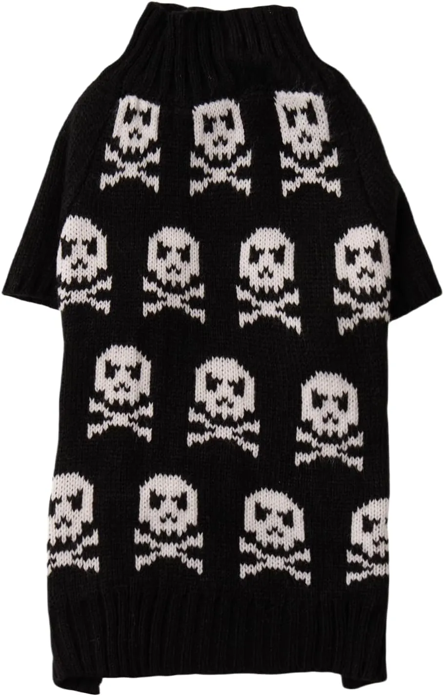 Lanyarco Black Pet Cat Halloween Holiday Clothes Skull Dog Sweater for Small Dogs Cats, Small (S) 12" Back