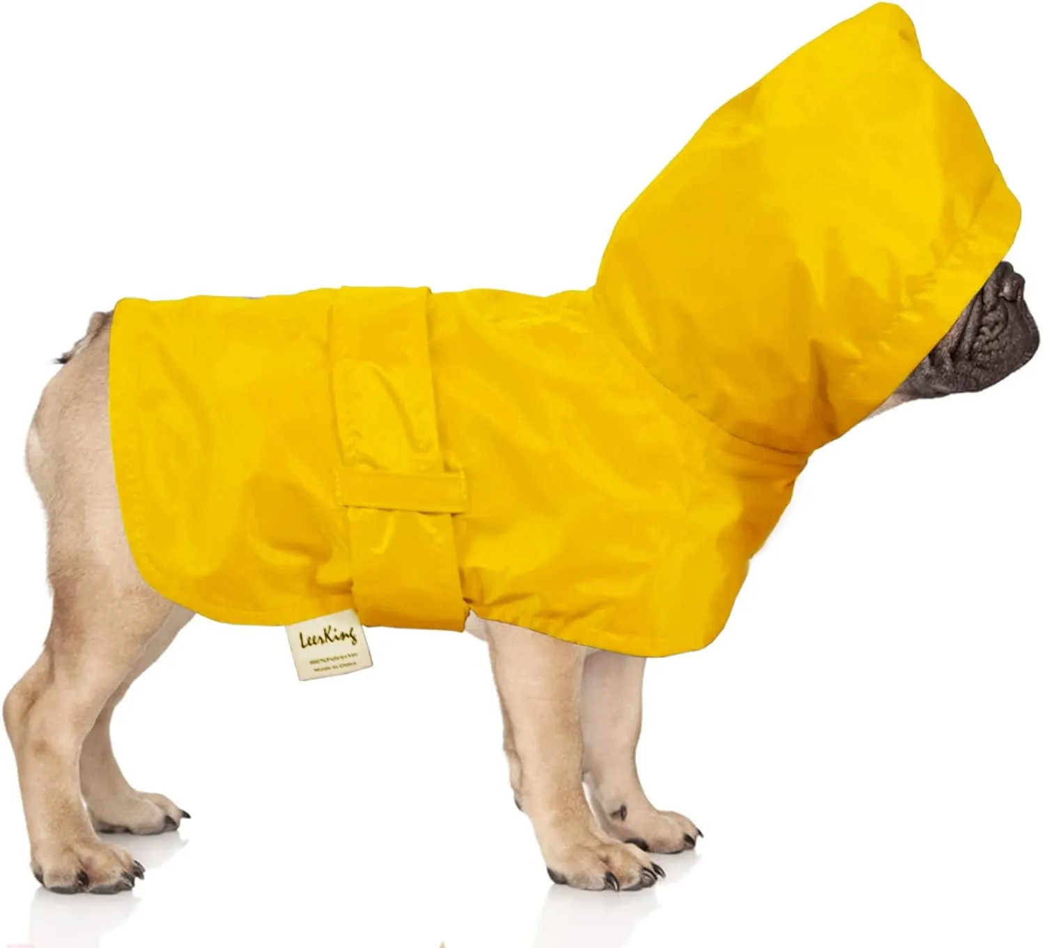LeerKing Raincoat for Dogs - Hooded With Leash Hole, Waterproof Double Layer Coat Jacket With Lining, 10 Sizes for Small Medium and Large Dogs, Yellow, M