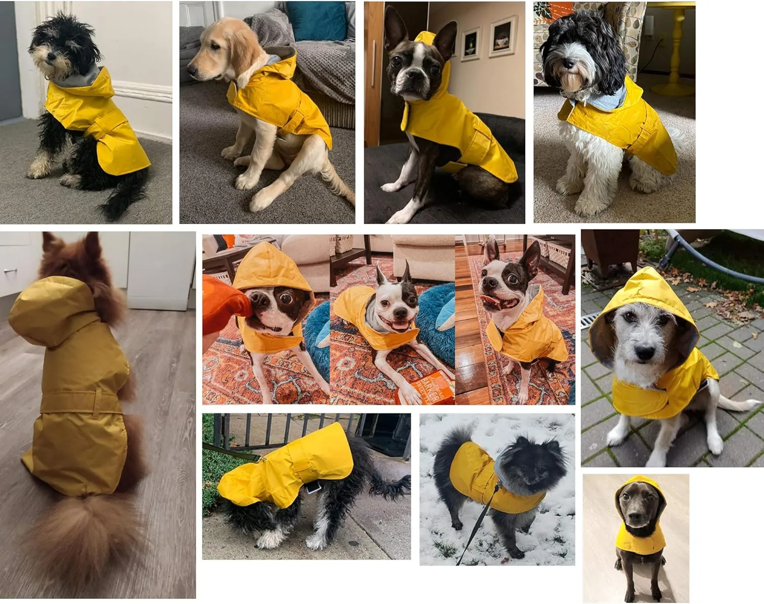 LeerKing Raincoat for Dogs - Hooded With Leash Hole, Waterproof Double Layer Coat Jacket With Lining, 10 Sizes for Small Medium and Large Dogs, Yellow, M