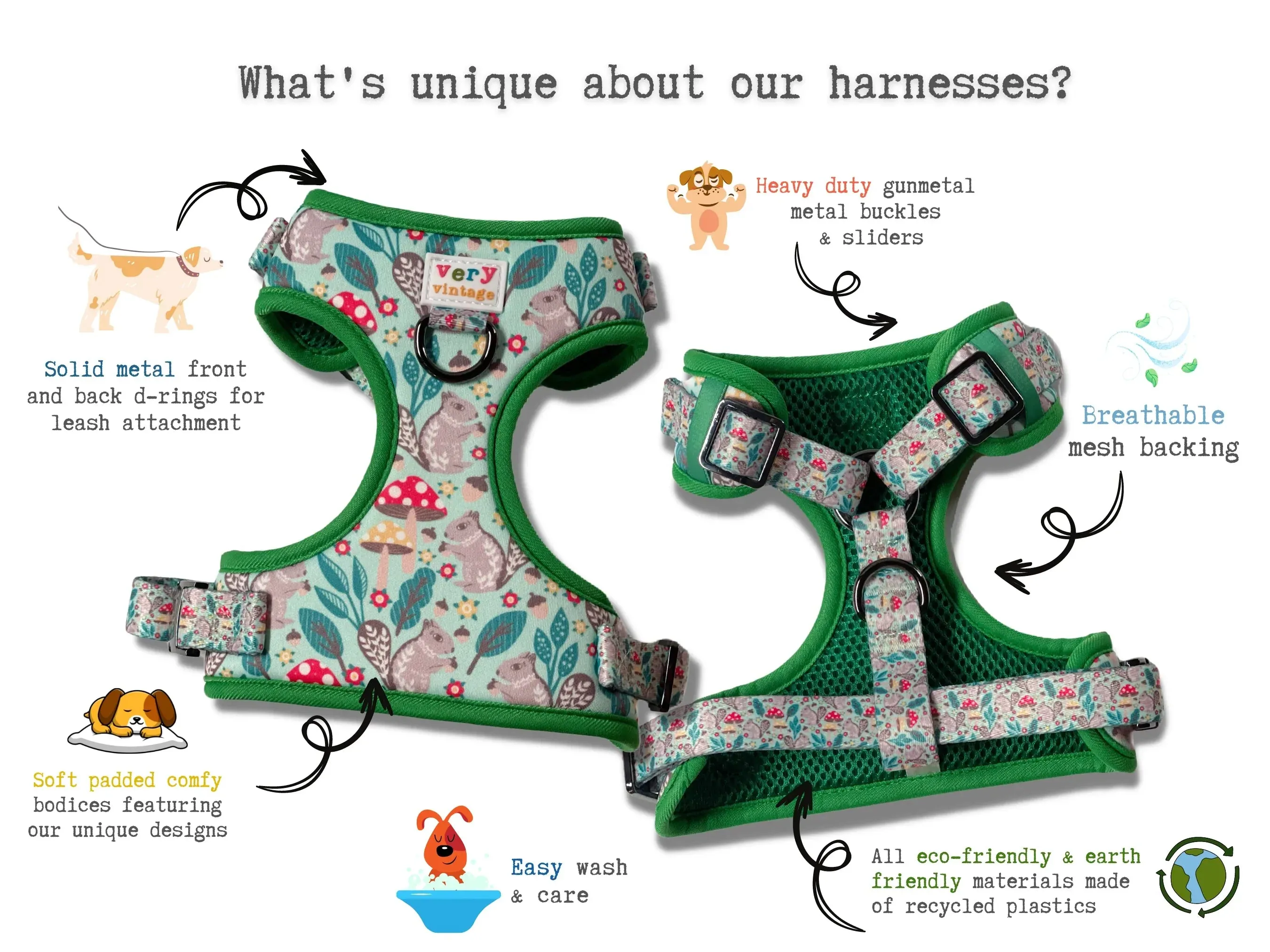 Moo - Adjustable Dog Harness - Heavy Duty Metal Hardware