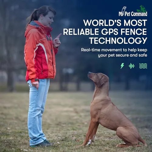 My Pet Command GPS Wireless Electric Dog Collar Fence System New Generation Oct 2023 Safe Dog Containment System Boundary Easy Setup Outdoor Use Only Waterproof Rechargeable with Training Whistle
