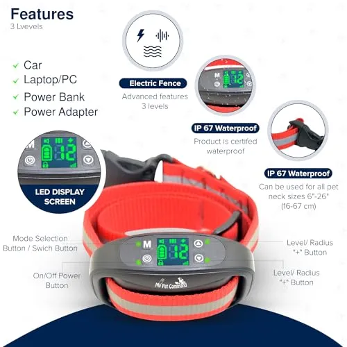 My Pet Command GPS Wireless Electric Dog Collar Fence System New Generation Oct 2023 Safe Dog Containment System Boundary Easy Setup Outdoor Use Only Waterproof Rechargeable with Training Whistle
