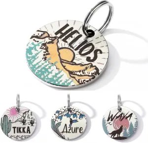 MYXGY Colorful Dog Tags Personalized, Engraved Dog Tags with Colored Printing for Pets, Customizable Cat Collar Holder Tag (Sunshine)