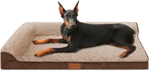 Orthopedic Jacquard XXL Dog Bed for Extra Large Dogs 48''X30'', Waterproof L Shaped Big Dog Sofa Pet Bed with Washable Removable Cover, Non-Slip Soft Comfortable Pet Couch Sleep Mat, Brown