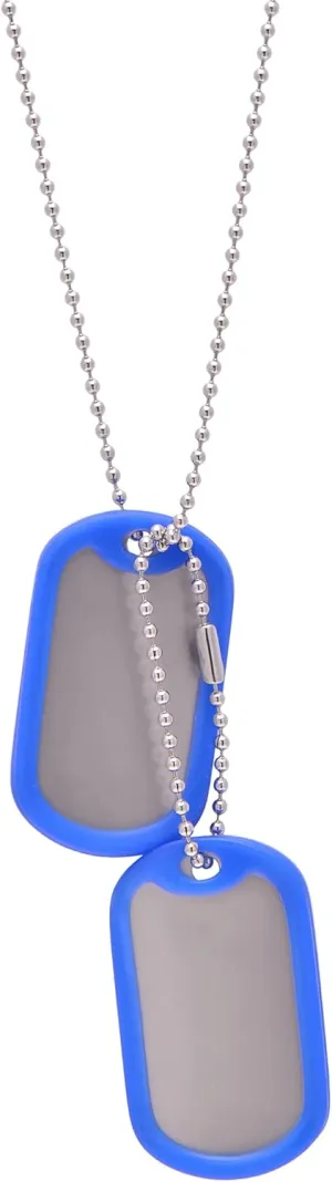 Paialco Stainless Steel Dog Tags Military Set Complete with Chains & Blue Silencers