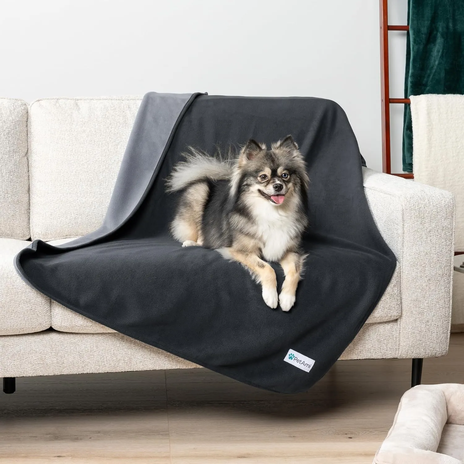 PetAmi Waterproof Dog Blanket for Medium Large Pets Dogs Cats, Pet Couch Cover Protector for Furniture, Reversible Washable Soft Fleece Cat Blanket for Bed Couch Sofa, 40x60 (Gray/Light Gray)