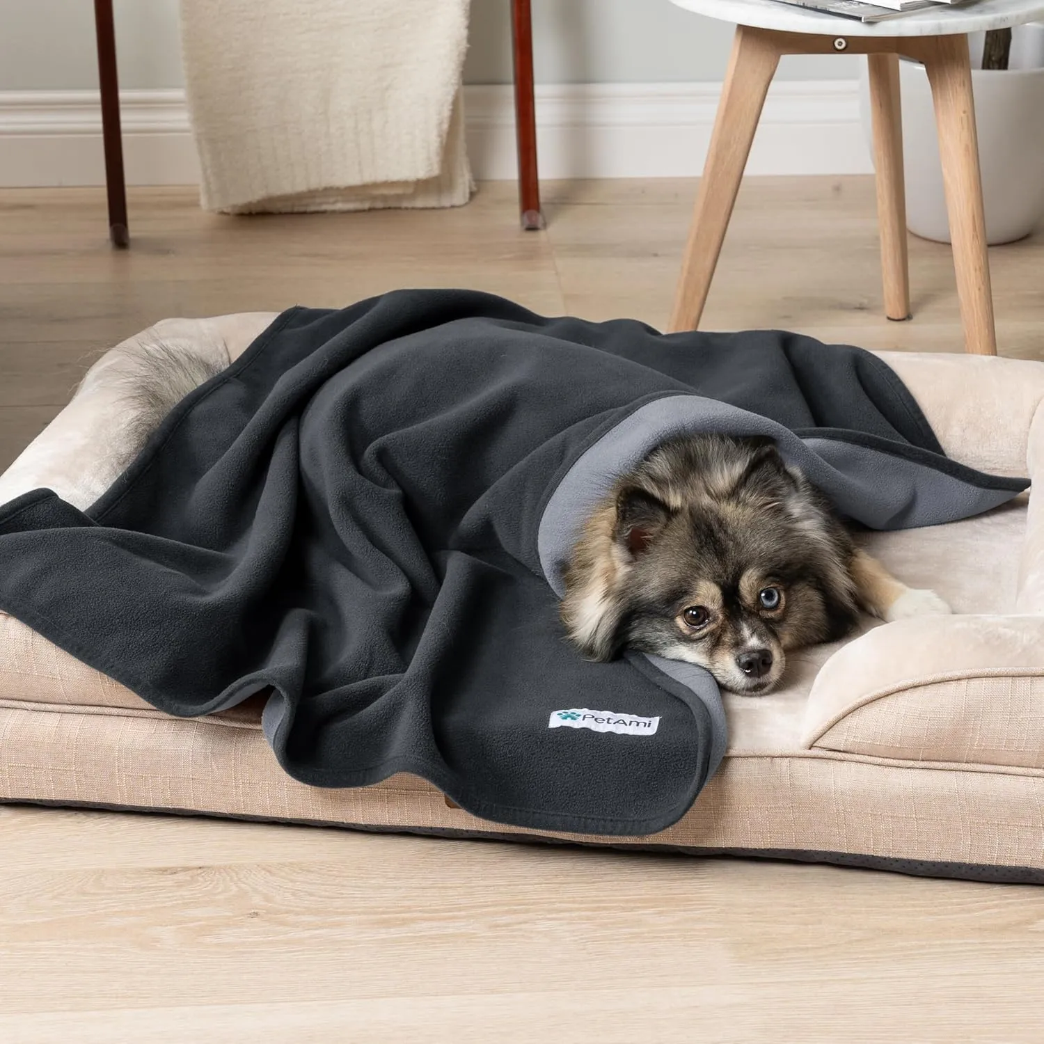 PetAmi Waterproof Dog Blanket for Medium Large Pets Dogs Cats, Pet Couch Cover Protector for Furniture, Reversible Washable Soft Fleece Cat Blanket for Bed Couch Sofa, 40x60 (Gray/Light Gray)