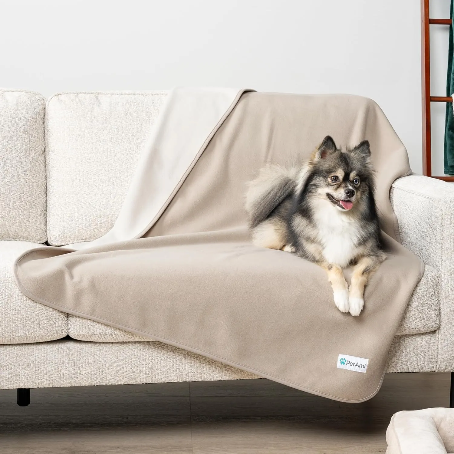 PetAmi Waterproof Dog Blanket for Medium Large Pets Dogs Cats, Pet Couch Cover Protector for Furniture, Reversible Washable Soft Fleece Cat Blanket for Bed Couch Sofa, 40x60 (Taupe/Beige)
