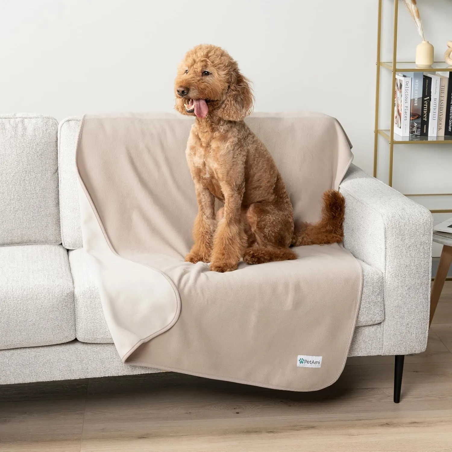 PetAmi Waterproof Dog Blanket for Medium Large Pets Dogs Cats, Pet Couch Cover Protector for Furniture, Reversible Washable Soft Fleece Cat Blanket for Bed Couch Sofa, 40x60 (Taupe/Beige)