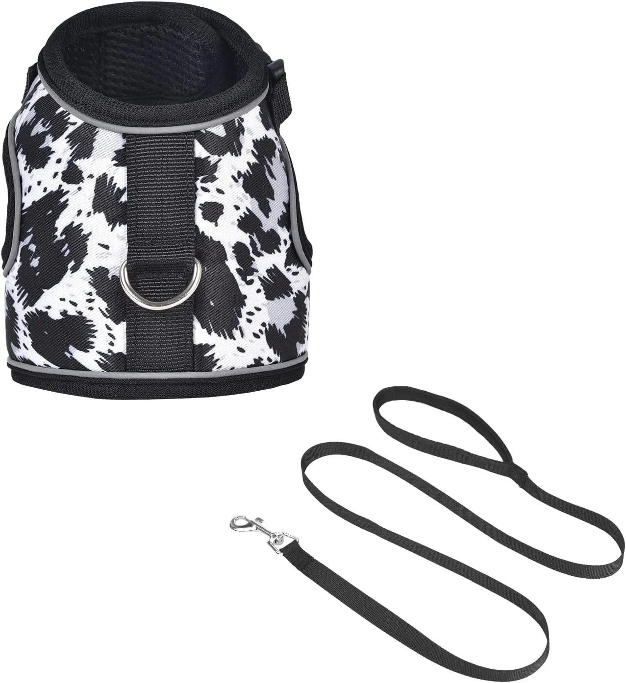 Petmolico Cat Harness and Leash Escape Proof, Mesh Padded Reflective Cat Vest Harness for Kitten Walking Outdoor Adventures, Black Leopard Small