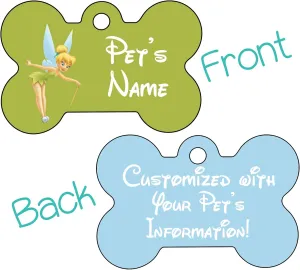 Princess Double Sided Pet Id Tag for Dogs & Cats Personalized with 4 Lines of Text (Tinkerbell)