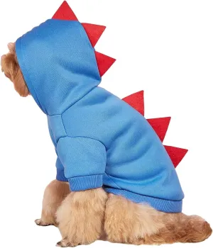 QWINEE Dinosaur Dog Hoodie Dog Warm Jacket Christmas Halloween Dog Costume Dog Clothes for Puppy Kitten Small Medium Dogs Cats Blue XXS