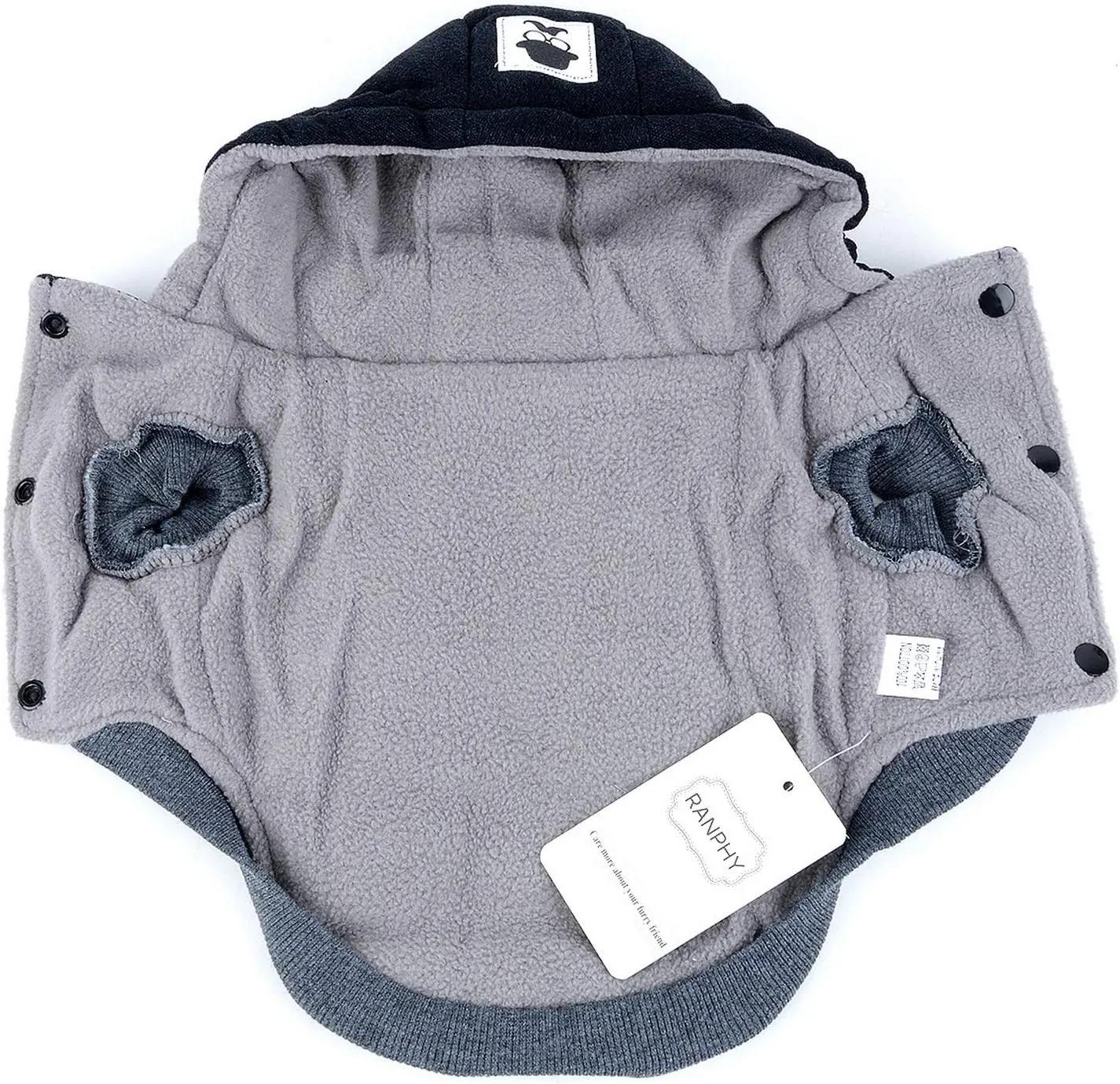 Ranphy Cotton Fleece Small Dog Jackets Hoodie for Cold Weather Girl Boy Puppy Cat Winter Coat Sweater 2 Leg Hooded Outfits Pet Soft Vest Clothes Apparel for Chihuahua Poodle Teacup Dog Black S