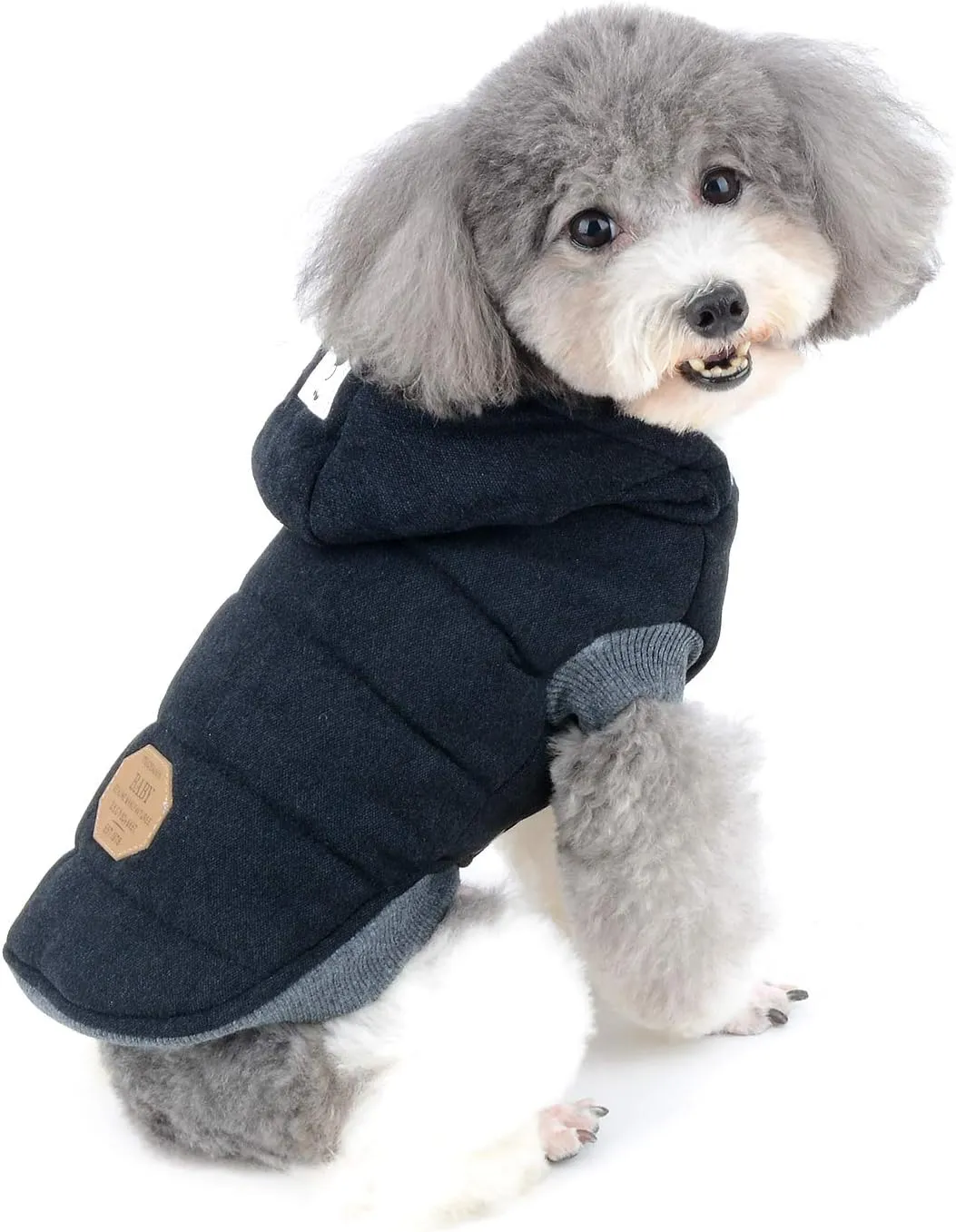 Ranphy Cotton Fleece Small Dog Jackets Hoodie for Cold Weather Girl Boy Puppy Cat Winter Coat Sweater 2 Leg Hooded Outfits Pet Soft Vest Clothes Apparel for Chihuahua Poodle Teacup Dog Black S