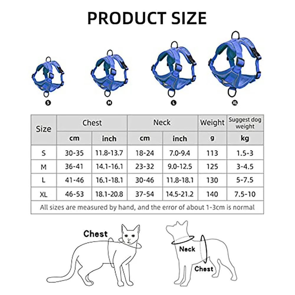 Reflective Adjustable Cat Harness Vest with Leash