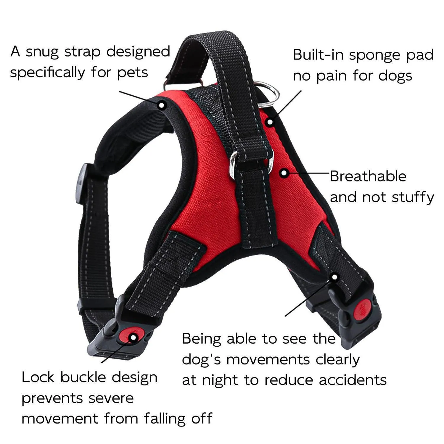 Reflective No Pull Dog Vest Harness Adjustable Front Clip Vest Harness