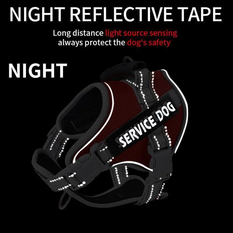 Reflective Nylon Adjustable Custom Dog Harness Vest NO PULL with 5Ft Leash Set