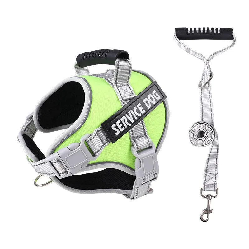 Reflective Nylon Adjustable Custom Dog Harness Vest NO PULL with 5Ft Leash Set