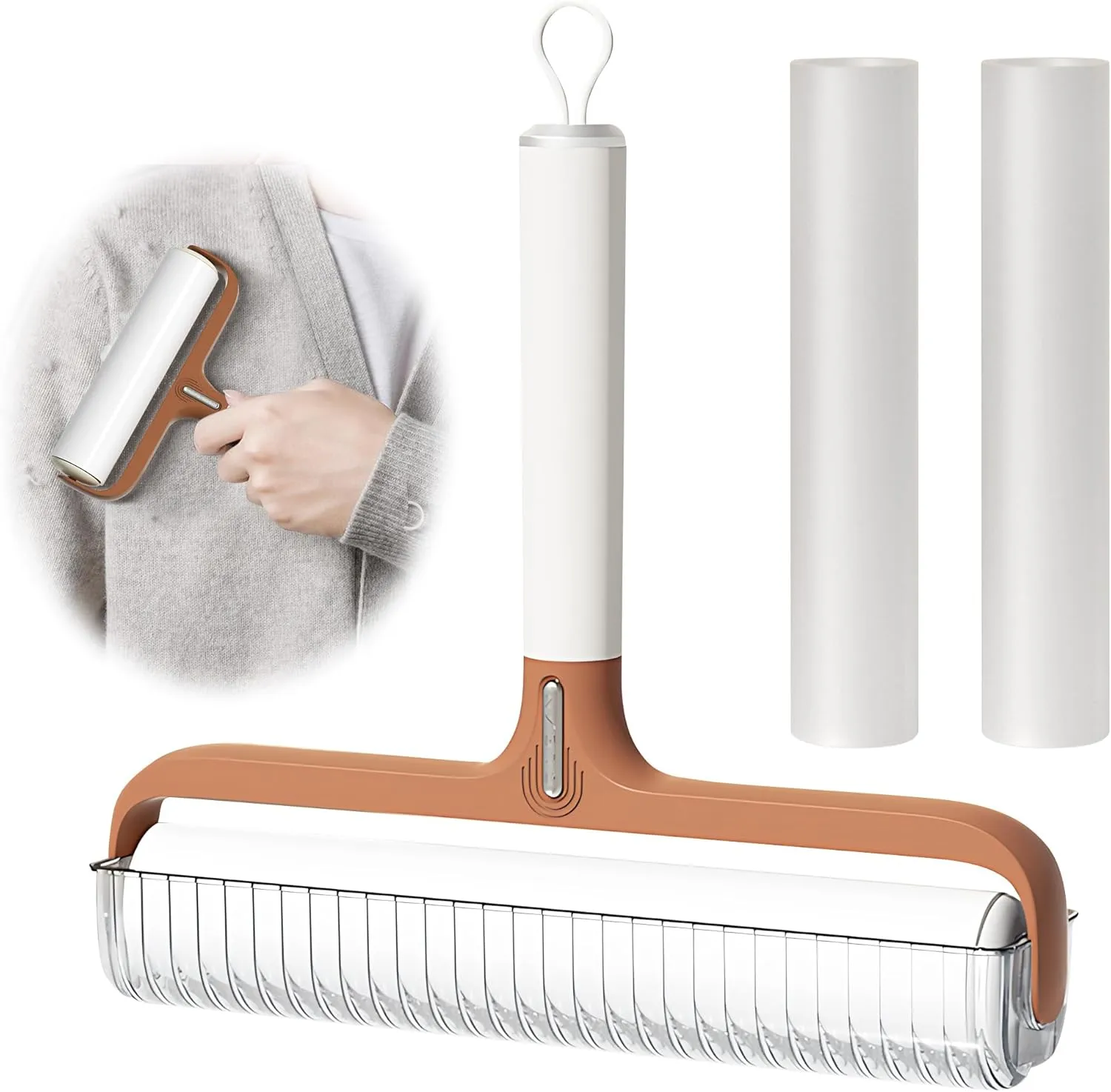 Reusable Lint Roller 9.44"/24cm  Perfect for Removing Pet Hair, Dust from Clothing and Car Interiors. Eco-Friendly, Washable, and Highly Effective (Includes Two Replacement Refills)