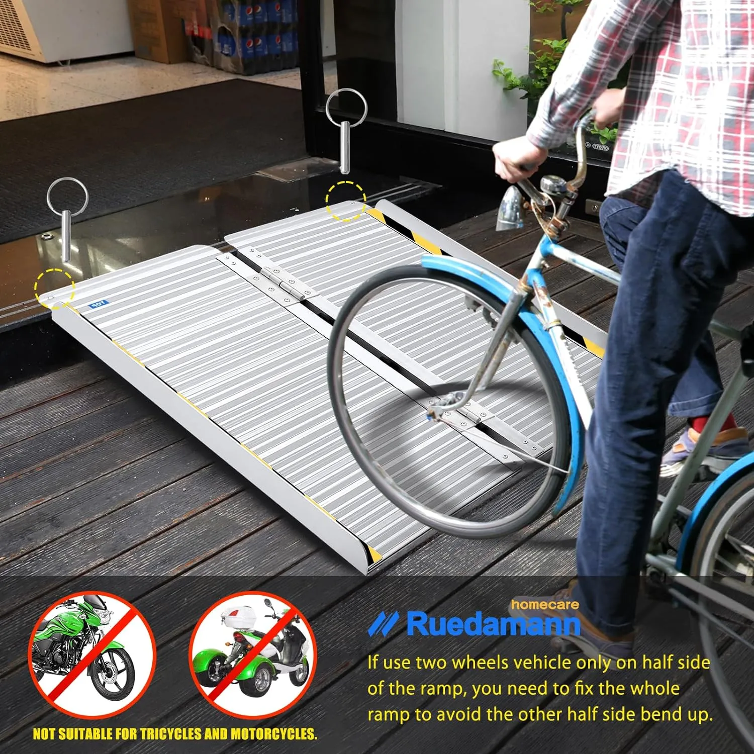 Ruedamann® Folding Aluminum Wheelchair Ramps for Stairs Portable