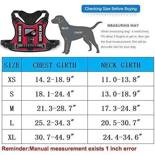 Service Dog Harness No-Pull Reflective Adjustable Soft Oxford Dog Vest Harness with Dog Leash