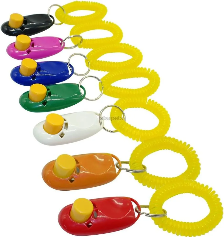 SOCHII Pet Dog Training Clicker Universal Animal Dog Trainer Sound Obedience Aid Wrist Strap Training Tool Pet Supplies Dog Accessories Rose S