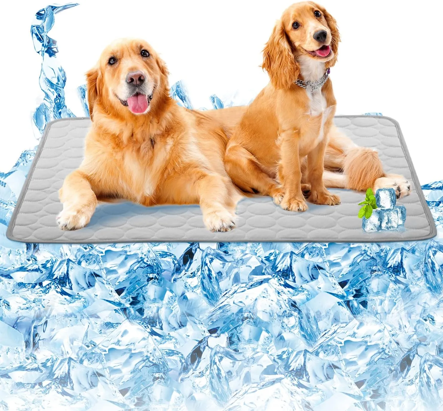 SOMOYA Dogs Self Cooling Mat Pet Cool Pads Blanket Hot Weather Sleeping Kennel,Washable Ice Silk Sleep Mat Pad Breathable for Large Dogs Cats No Water (Extra Large,Grey)