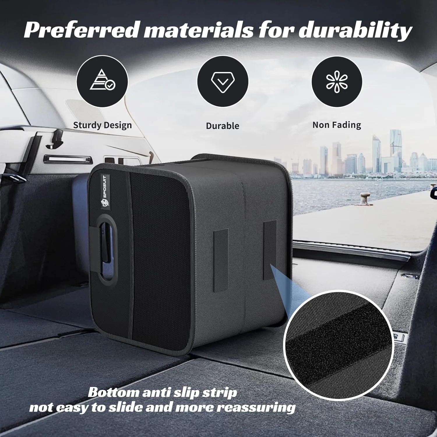 Sposuit Trunk Organizer for Car - Collapsible Split Trunk Storage with Reinforced Handles, SUV Trunk Organizers for Grocery Cargo(Black, 2Pack)