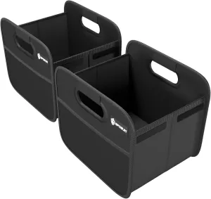 Sposuit Trunk Organizer for Car - Collapsible Split Trunk Storage with Reinforced Handles, SUV Trunk Organizers for Grocery Cargo(Black, 2Pack)