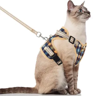 Supet Cat Harness and Leash for Walking Escape Proof, Adjustable Harness for Cats, Easy Control Small Cat Harness for Medium Large Kitten Khaik