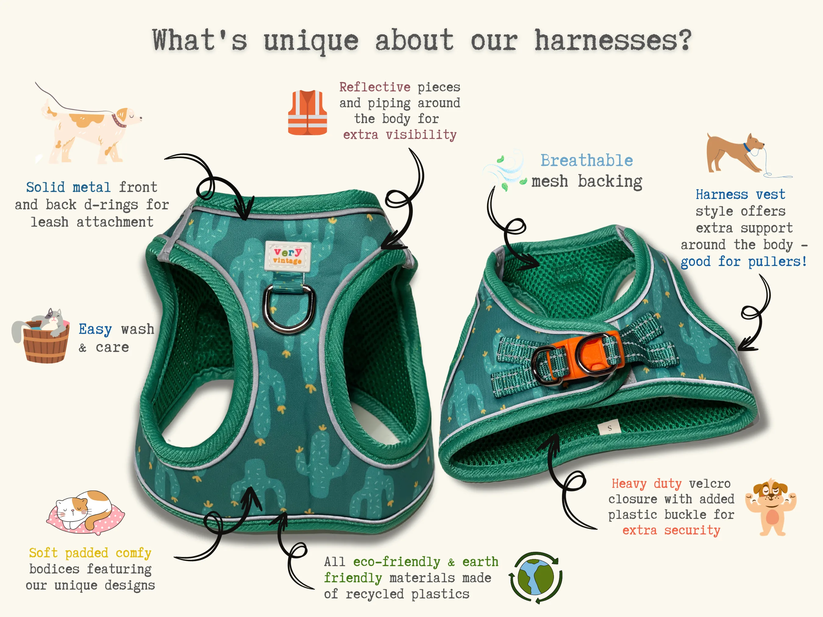 Taco Tuesday - Eco-Friendly Step In Harness Vest - Small Dog & Cat Harness