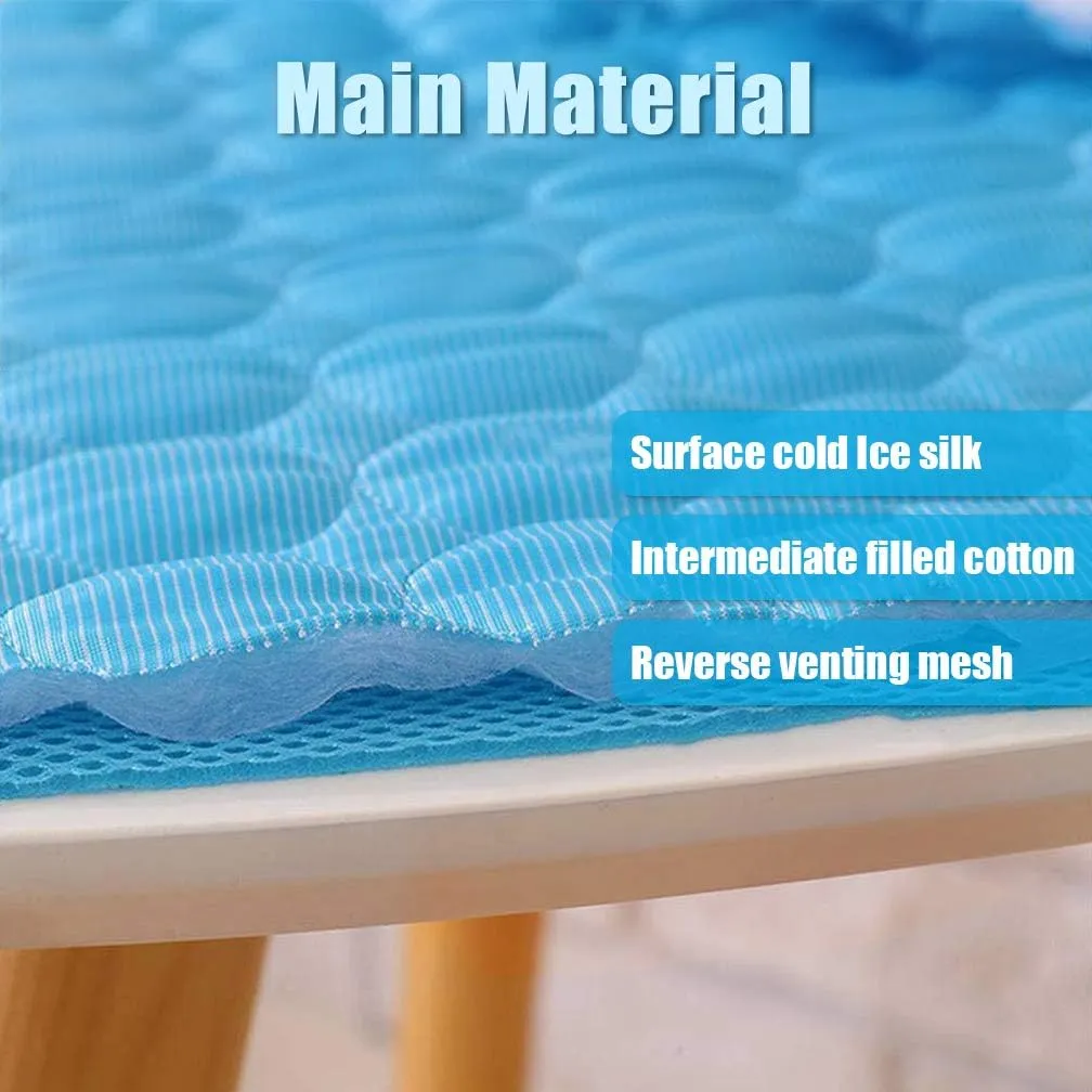 Washable Dog Cooling Mat Ice Silk Cooling Mat for Dogs Pet Self Cooling Pad Blanket Dog Cooling Pad for Indoor & Outdoor Car Seats (Blue, 20x16 in)