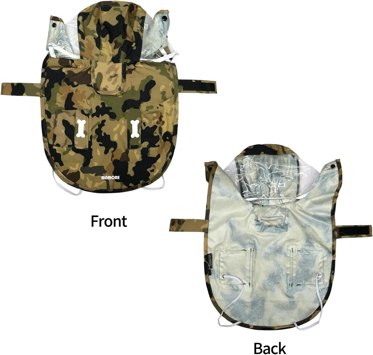 Waterproof Dog Raincoat, Adjustable Reflective Lightweight Pet Rain Clothes with Poncho Hood(Small,Camo)