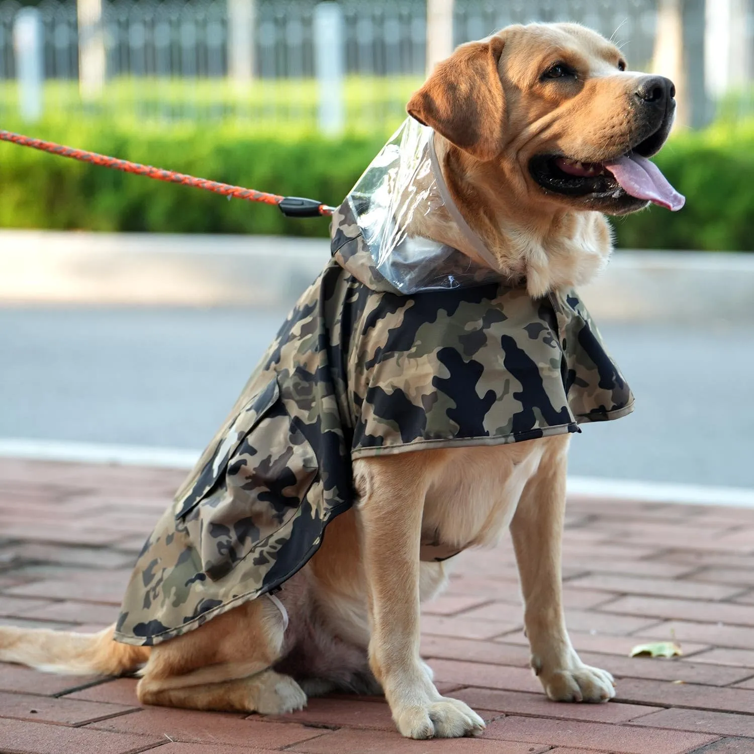 Waterproof Dog Raincoat, Adjustable Reflective Lightweight Pet Rain Clothes with Poncho Hood(Small,Camo)