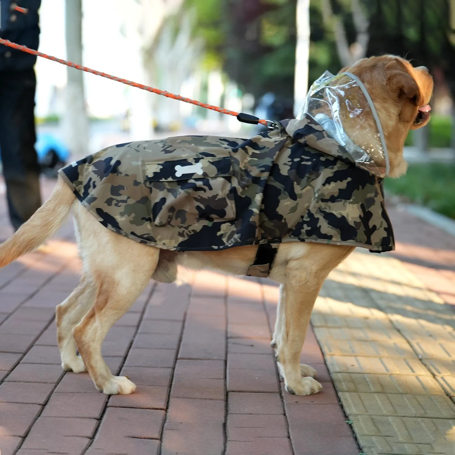 Waterproof Dog Raincoat, Adjustable Reflective Lightweight Pet Rain Clothes with Poncho Hood(Small,Camo)