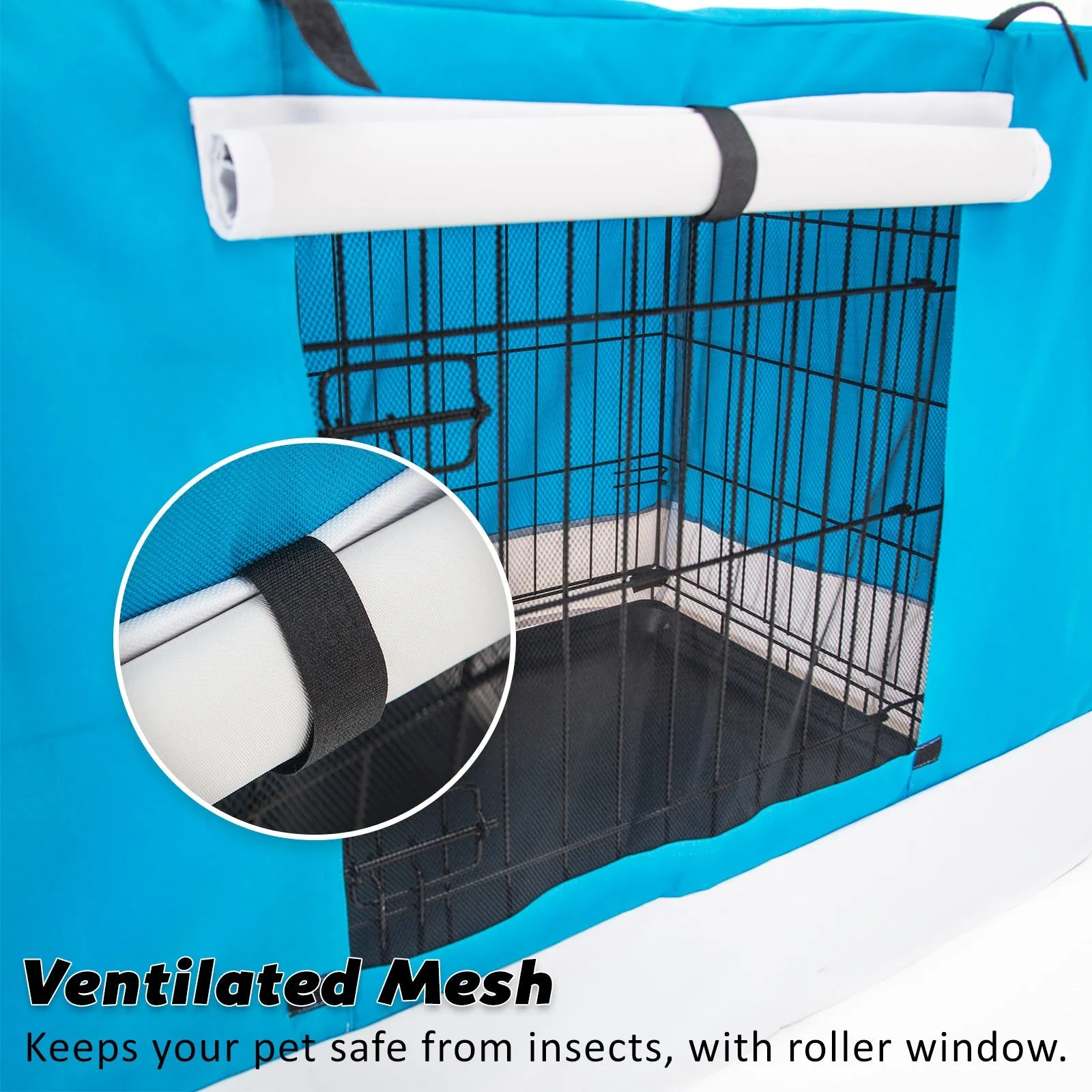 Wire Dog Cage Crate 30in with Tray   Cushion Mat   Blue Cover Combo