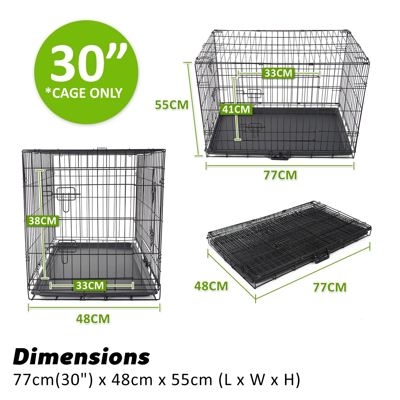 Wire Dog Cage Crate 30in with Tray   Cushion Mat   Blue Cover Combo