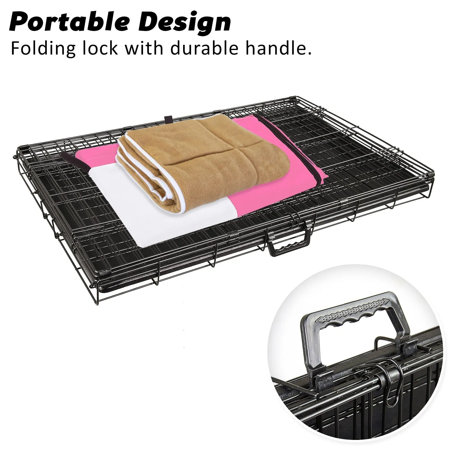Wire Dog Cage Crate 30in with Tray   Cushion Mat   Pink Cover Combo