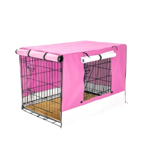 Wire Dog Cage Crate 30in with Tray   Cushion Mat   Pink Cover Combo