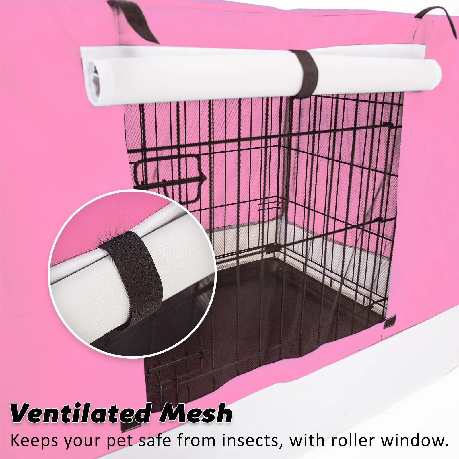 Wire Dog Cage Crate 30in with Tray   Cushion Mat   Pink Cover Combo