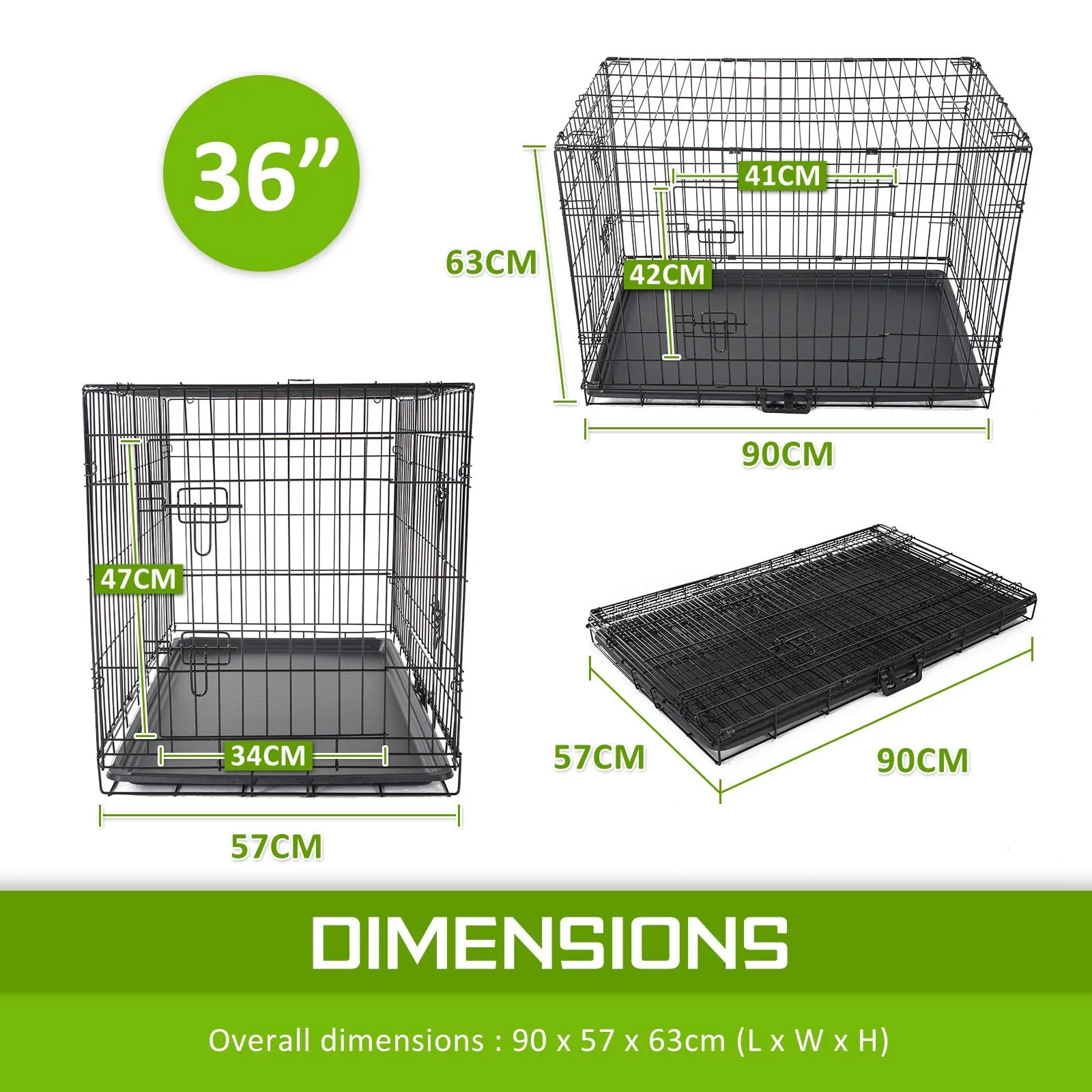 Wire Dog Cage Foldable Crate Kennel 36in with Tray   Pink Cover Combo