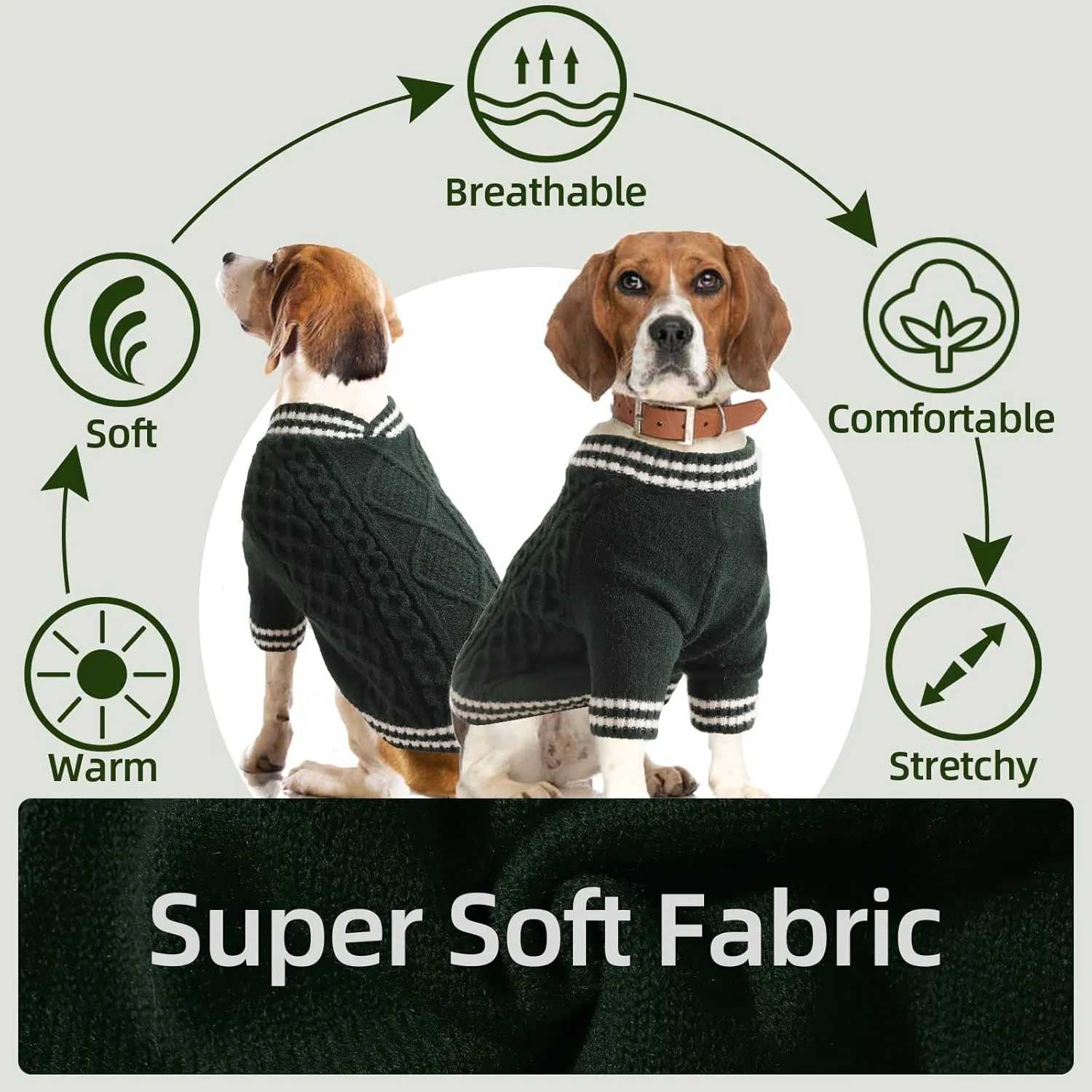 XL Dog Sweater - Extra Large Fit, Perfect for Pitbulls, Boston Terriers and Corgi, XLarge, V-Neck, Christmas & Fall Winter Theme
