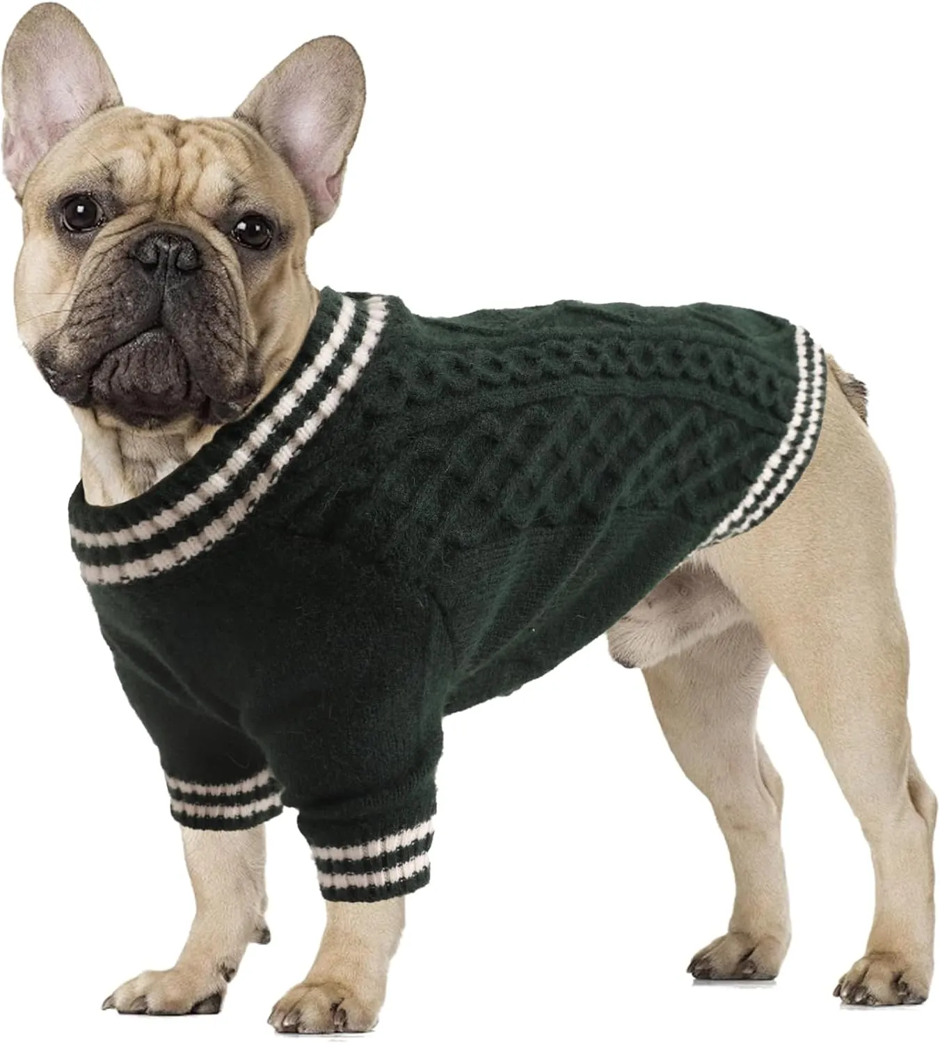 XL Dog Sweater - Extra Large Fit, Perfect for Pitbulls, Boston Terriers and Corgi, XLarge, V-Neck, Christmas & Fall Winter Theme